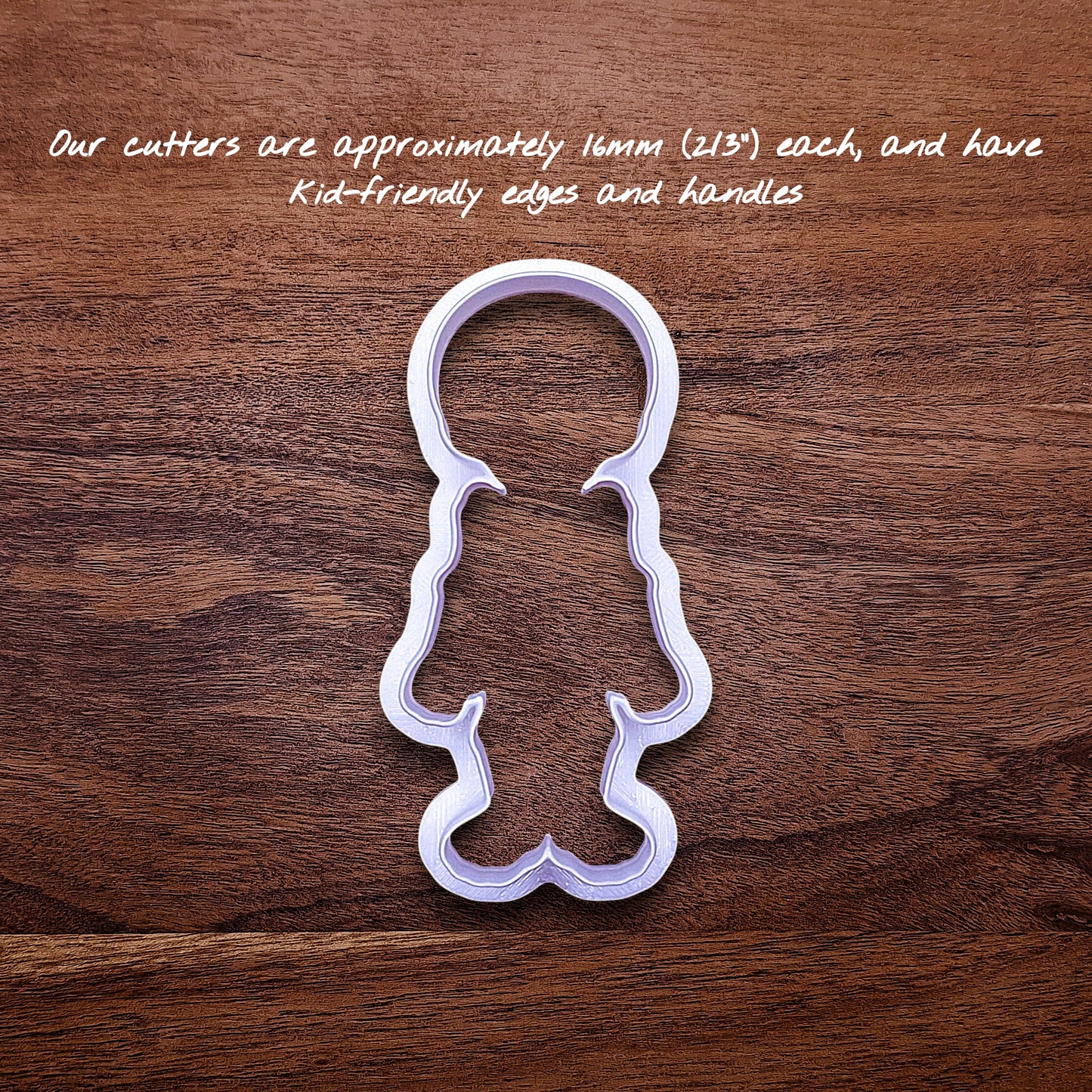 Front view of skeleton cookie cutter without the stamp, perfect for outline cookies, fondant toppers, or Halloween crafts.