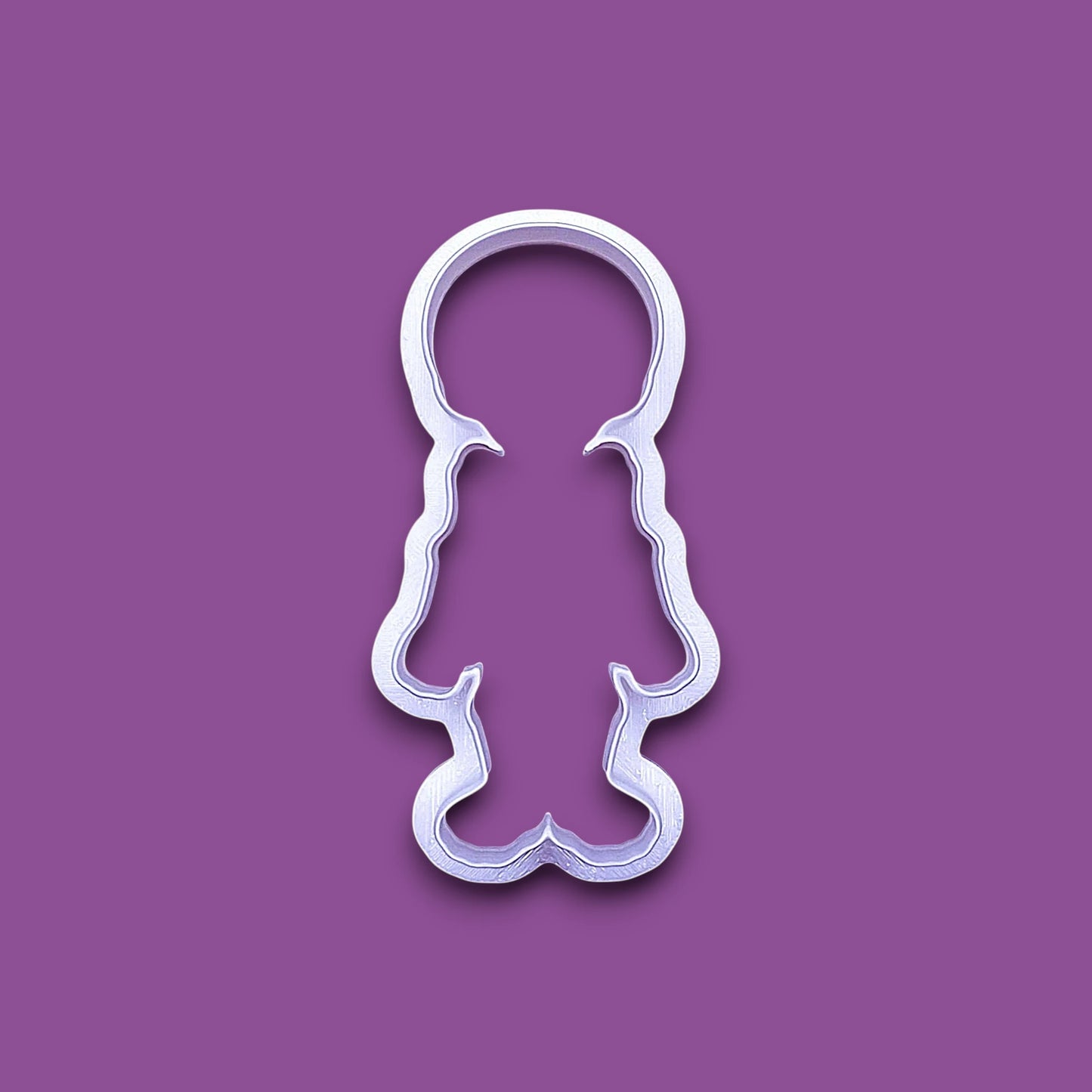 Handmade and customizable cookie cutter shaped like a skeleton. Fun for Halloween cookies or science crafts.