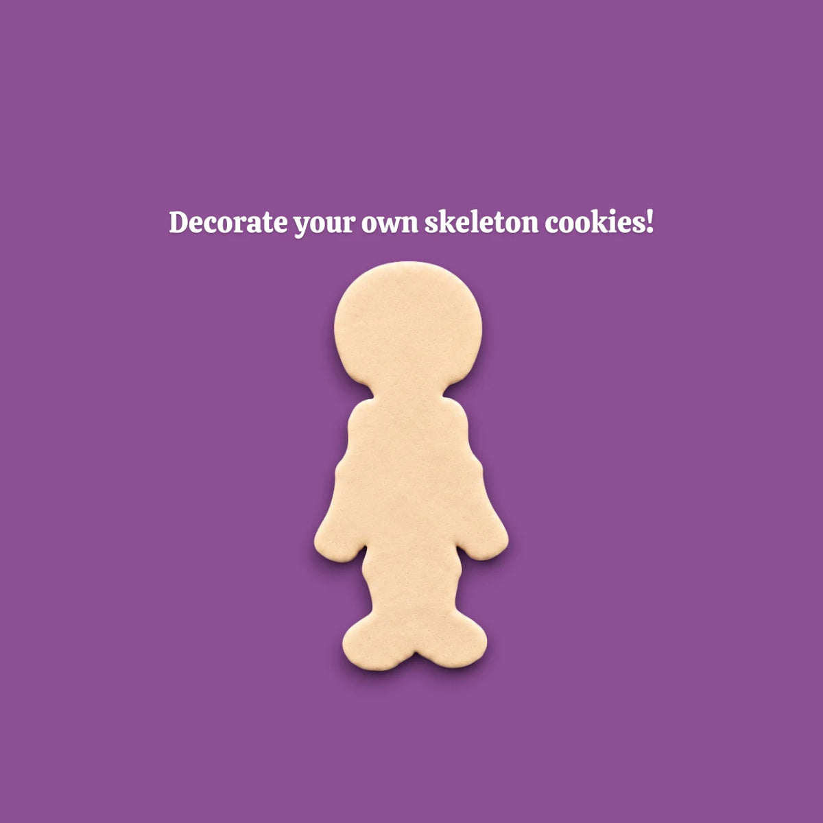 Skeleton cookie dough cutout, perfect for Halloween cookies or creepy edible crafts.