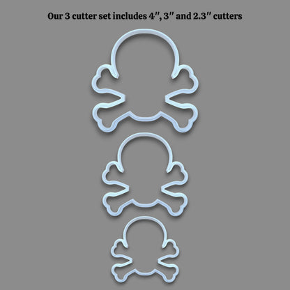 Skull and Bones Cookie Cutter or Stamp Set - Pirate Craft & Clay Mold