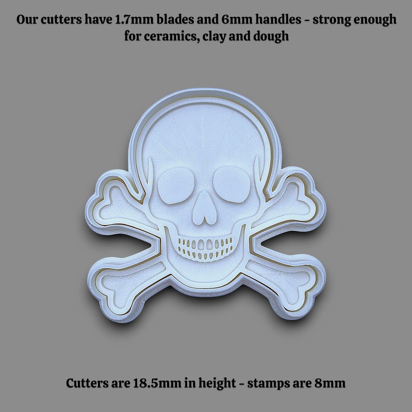 Skull and Bones Cookie Cutter or Stamp Set - Pirate Craft & Clay Mold