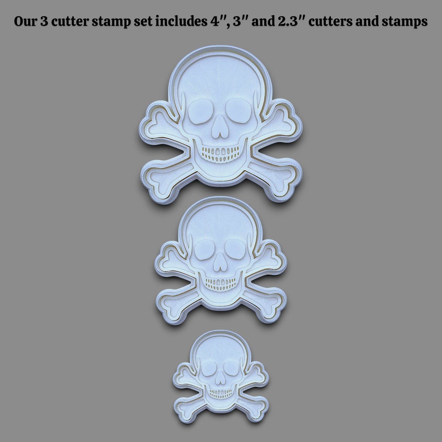 Skull and Bones Cookie Cutter or Stamp Set - Pirate Craft & Clay Mold