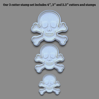 Skull and Bones Cookie Cutter or Stamp Set - Pirate Craft & Clay Mold