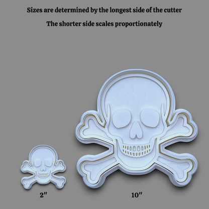 Skull and Bones Cookie Cutter or Stamp Set - Pirate Craft & Clay Mold