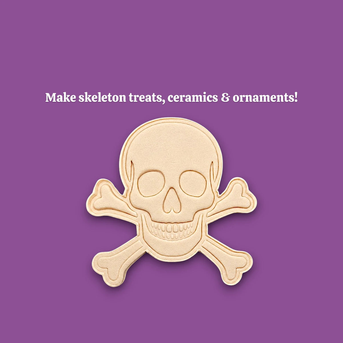 Skull and bones cookie cutter dough cutout and imprint, perfect for beach parties, Halloween treats, under the sea treats and pirate themed birthdays.