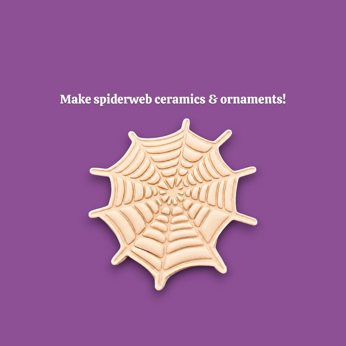 Handmade and customizable Halloween spiderweb dough cutout and imprint, perfect for fall parties, events, trick or treats, and gifting.