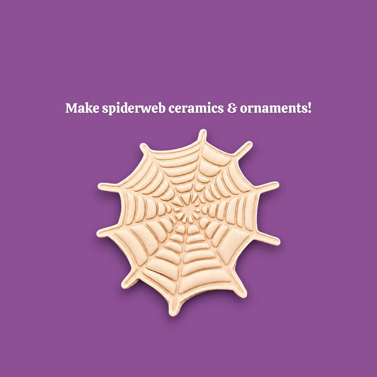Handmade and customizable Halloween spiderweb dough cutout and imprint, perfect for fall parties, events, trick or treats, and gifting.