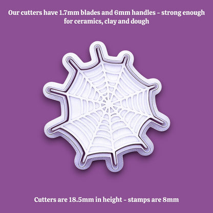 Handmade and customizable Halloween spiderweb cookie cutter and stamp, perfect for fall parties, events, trick or treats, and gifting.