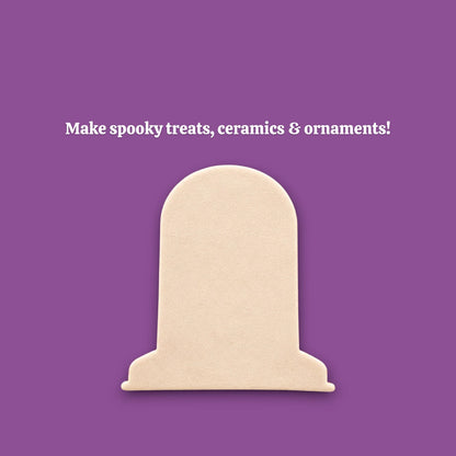 Gravestone cookie dough cutouts, great for spooky Halloween treats and graveyard-themed desserts.