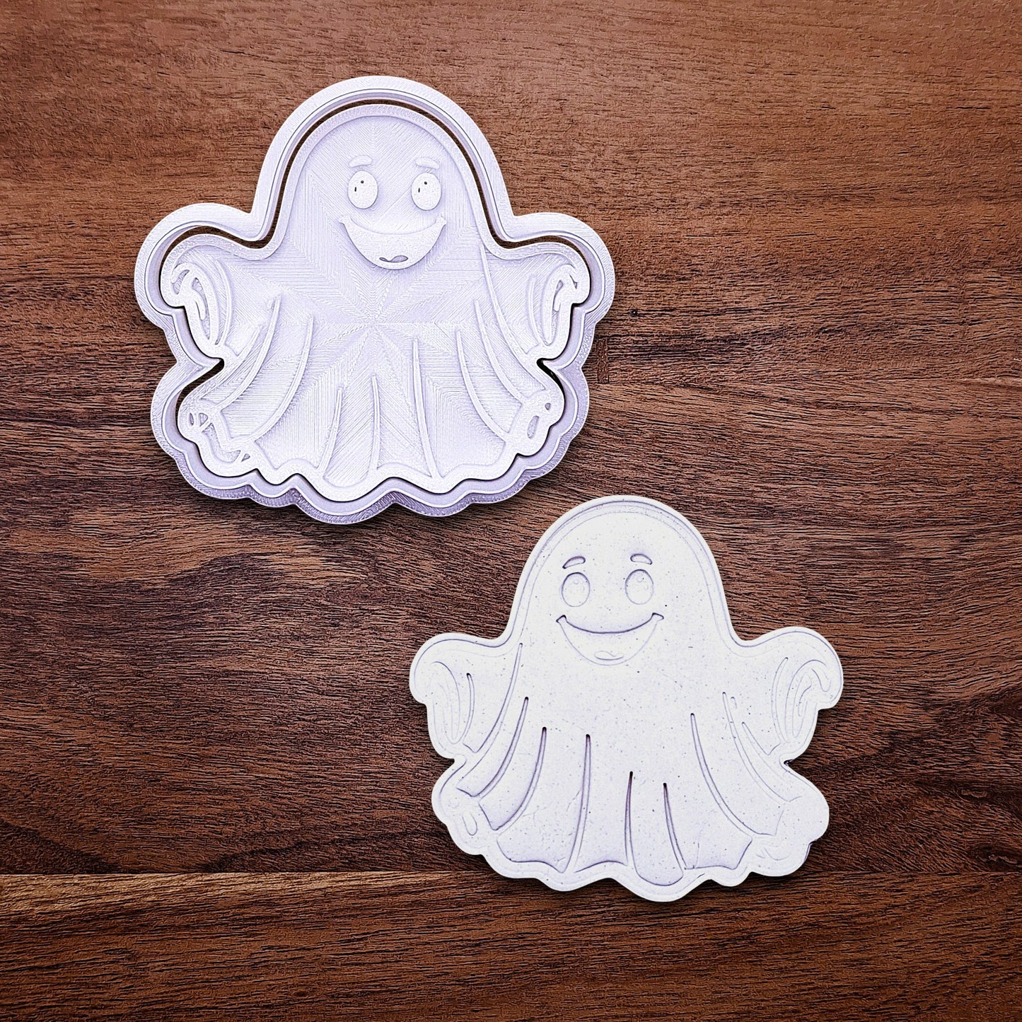Halloween ghost cookie cutter and stamp combo. Great for easy decorating and fun fall baking for school or spooky family celebrations.