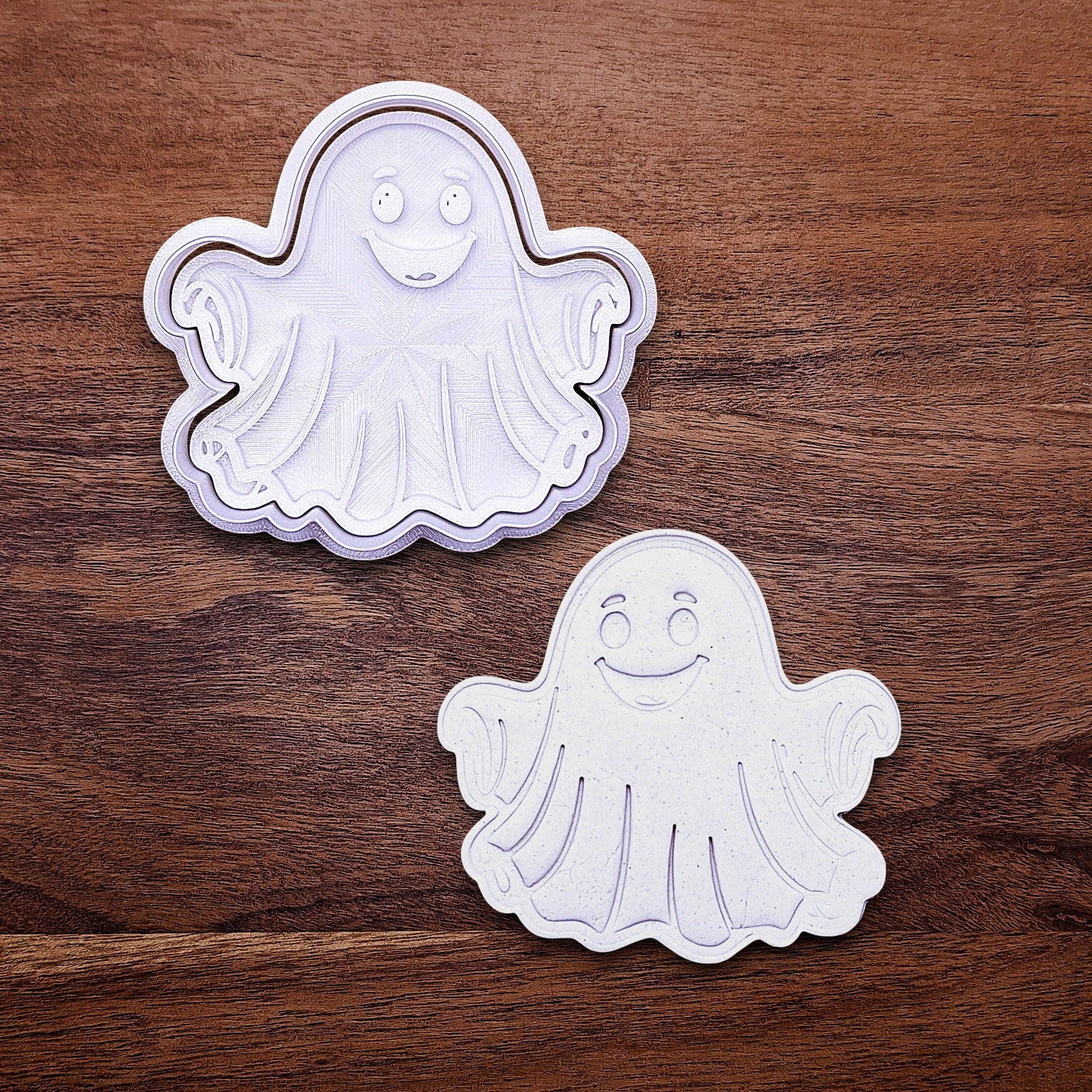 Halloween ghost cookie cutter and stamp combo. Great for easy decorating and fun fall baking for school or spooky family celebrations.