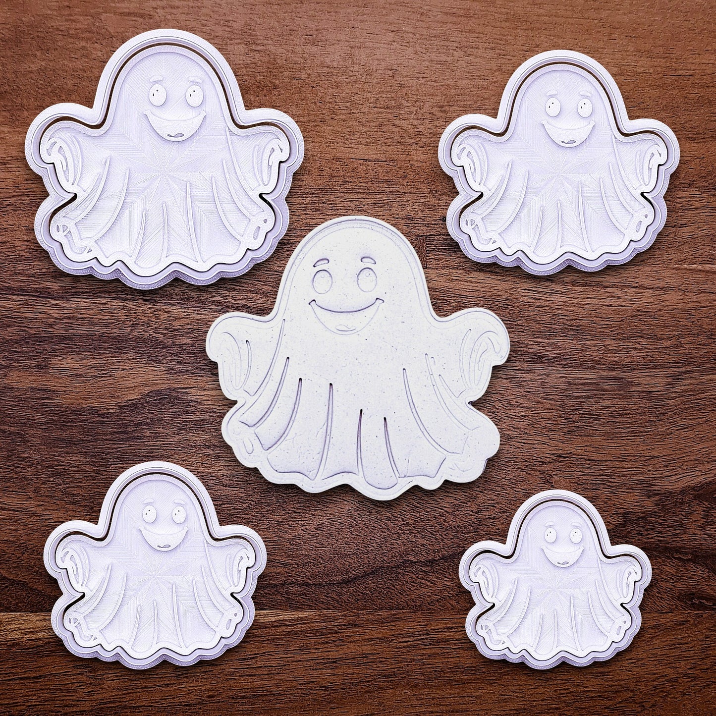 Halloween ghost cookie cutters and stamps, great for easy decorating and fun fall baking for school or spooky family celebrations.