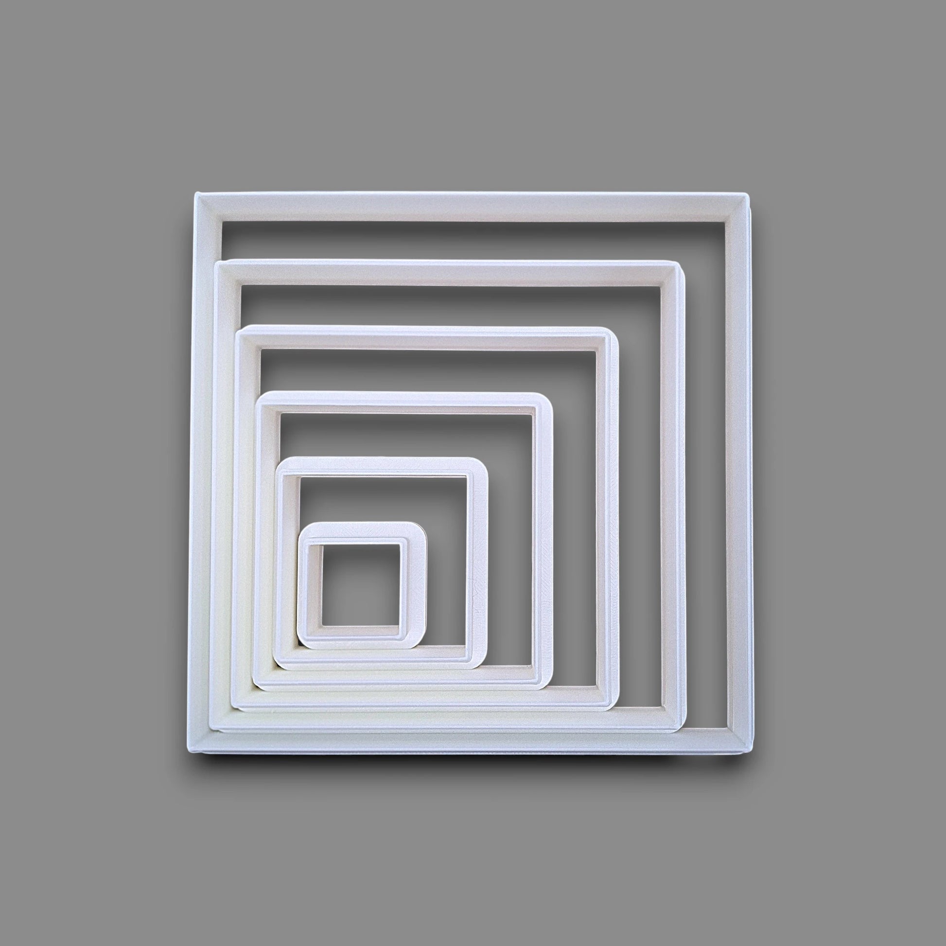 Square cookie cutter six piece set, perfect for fondant, dough, clay, ceramics and fondant.