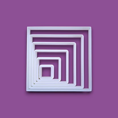 Square cookie cutter six piece set, perfect for fondant, dough, clay, ceramics and fondant.