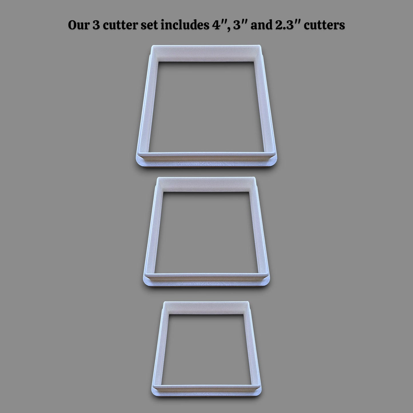 Square cookie cutter set, perfect for fondant, dough, clay, ceramics and fondant.