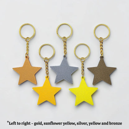Handmade and customizable star keychains in multiple colors, made from eco PLA plastic, ideal for classroom prizes, rewards, events, kids, and party favors.