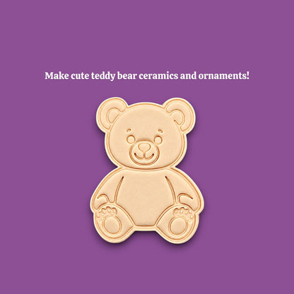 Handmade and customizable teddy bear cookie cutter dough cutout and imprint — perfect for standout cookies at parties or gifting.