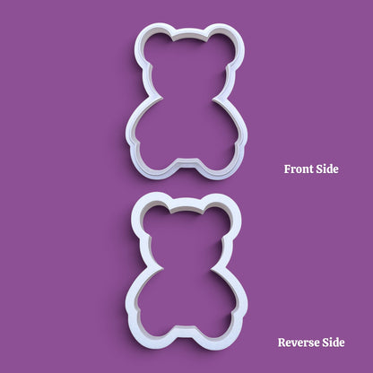 Teddy bear cookie cutter shown on front and reverse — perfect for standout cookies at Valentine's Day parties or gifting.