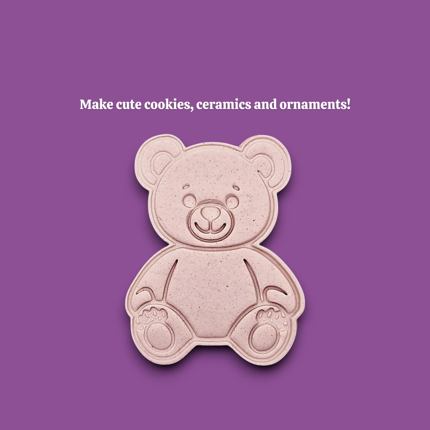 Handmade and customizable teddy bear cookie cutter dough cutout and imprint — perfect for standout cookies at parties or gifting.