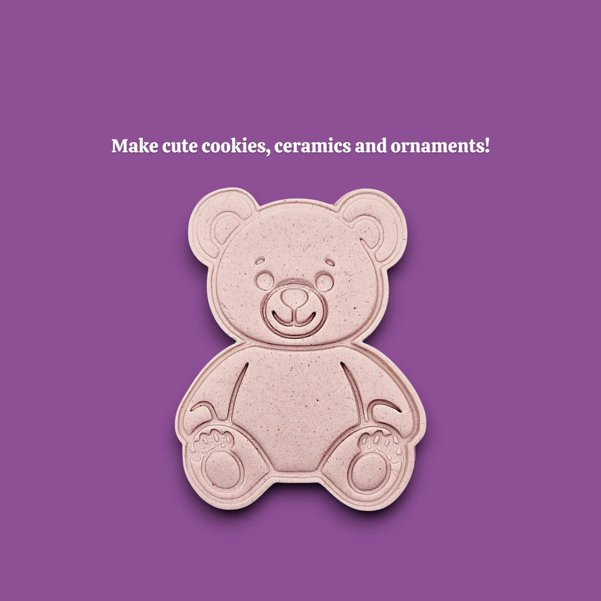 Handmade and customizable teddy bear cookie cutter dough cutout and imprint — perfect for standout cookies at parties or gifting.