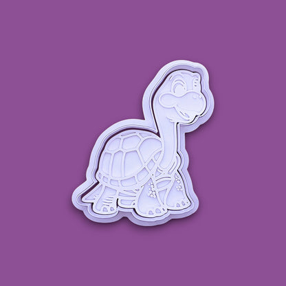 Tortoise cookie cutter with stamp, perfect for ocean themed ceramics, clay, soap, biscuits, and fun baking projects.