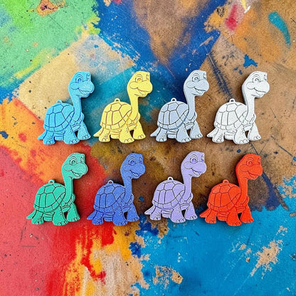 Customizable turtle keychains in assorted colors, perfect for classroom prizes and beach party favors.