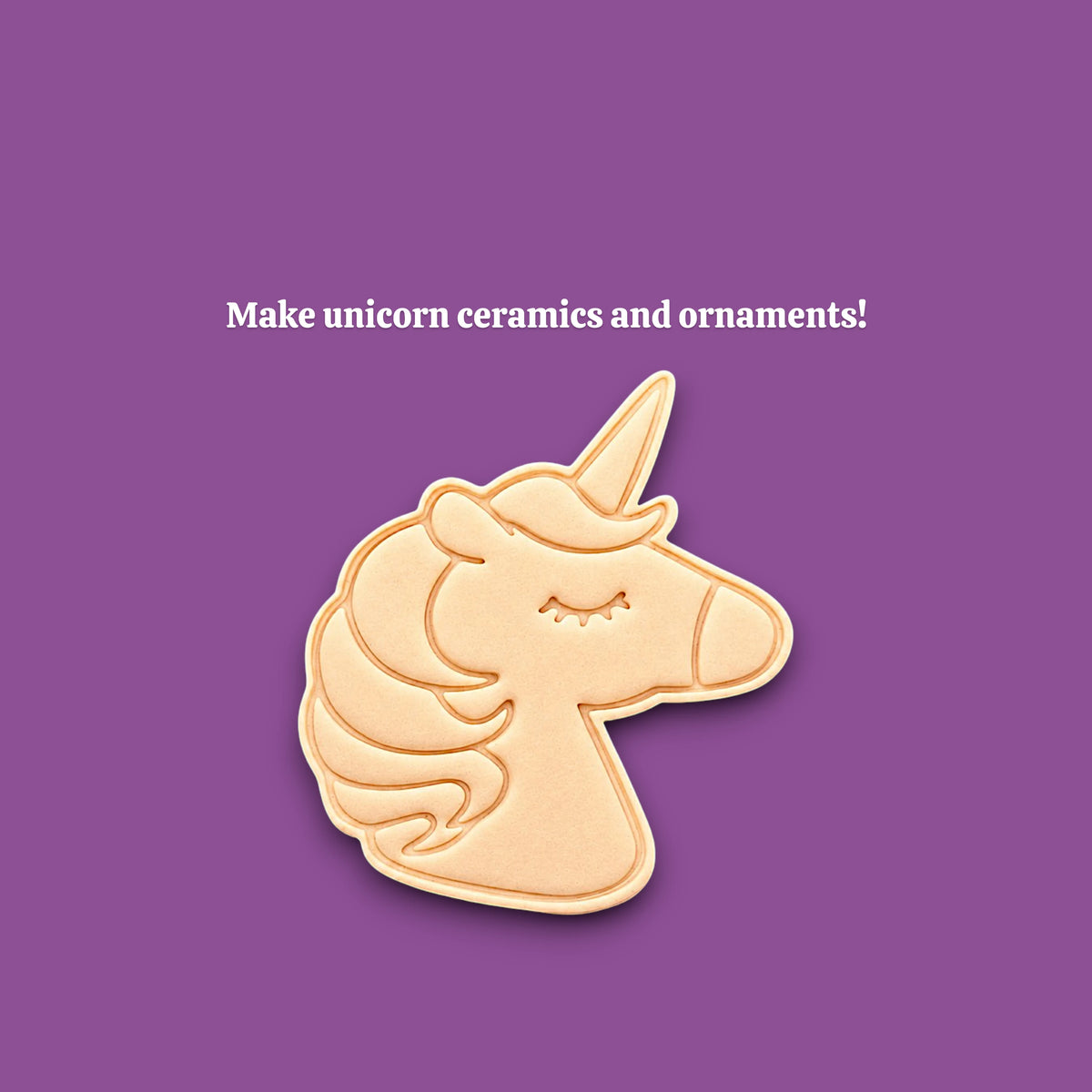 Unicorn cookie cutter dough cutout and imprint, perfect for fantasy themed bakes, ceramics and gifting.