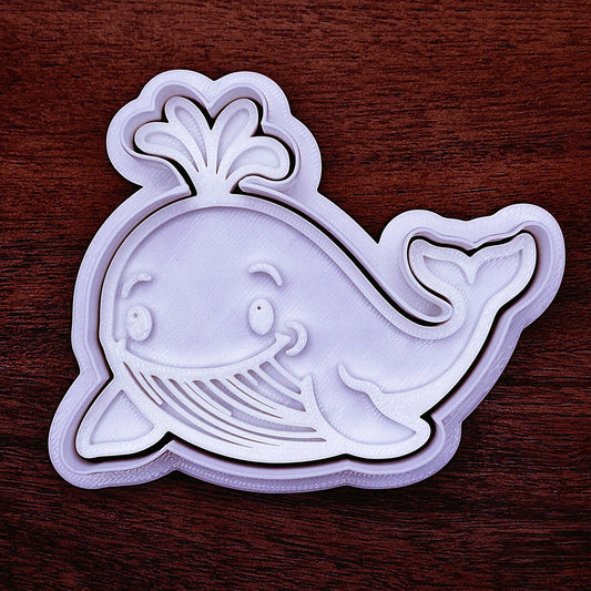 Whale-shaped cookie cutter with matching stamp—perfect for ocean-themed parties, marine lovers, or under-the-sea baking fun.