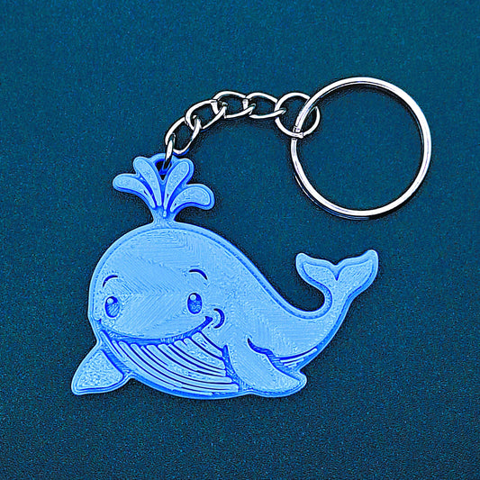 Front close-up of whale keychain showing detailed ocean animal design, eco-friendly charm perfect for sea lovers and nautical accessories.