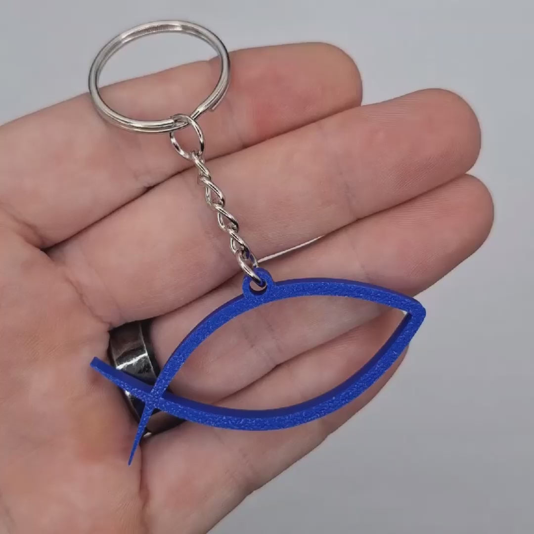Video showing the Christian fish Jesus keychain, perfect for VBS and church giveaways.