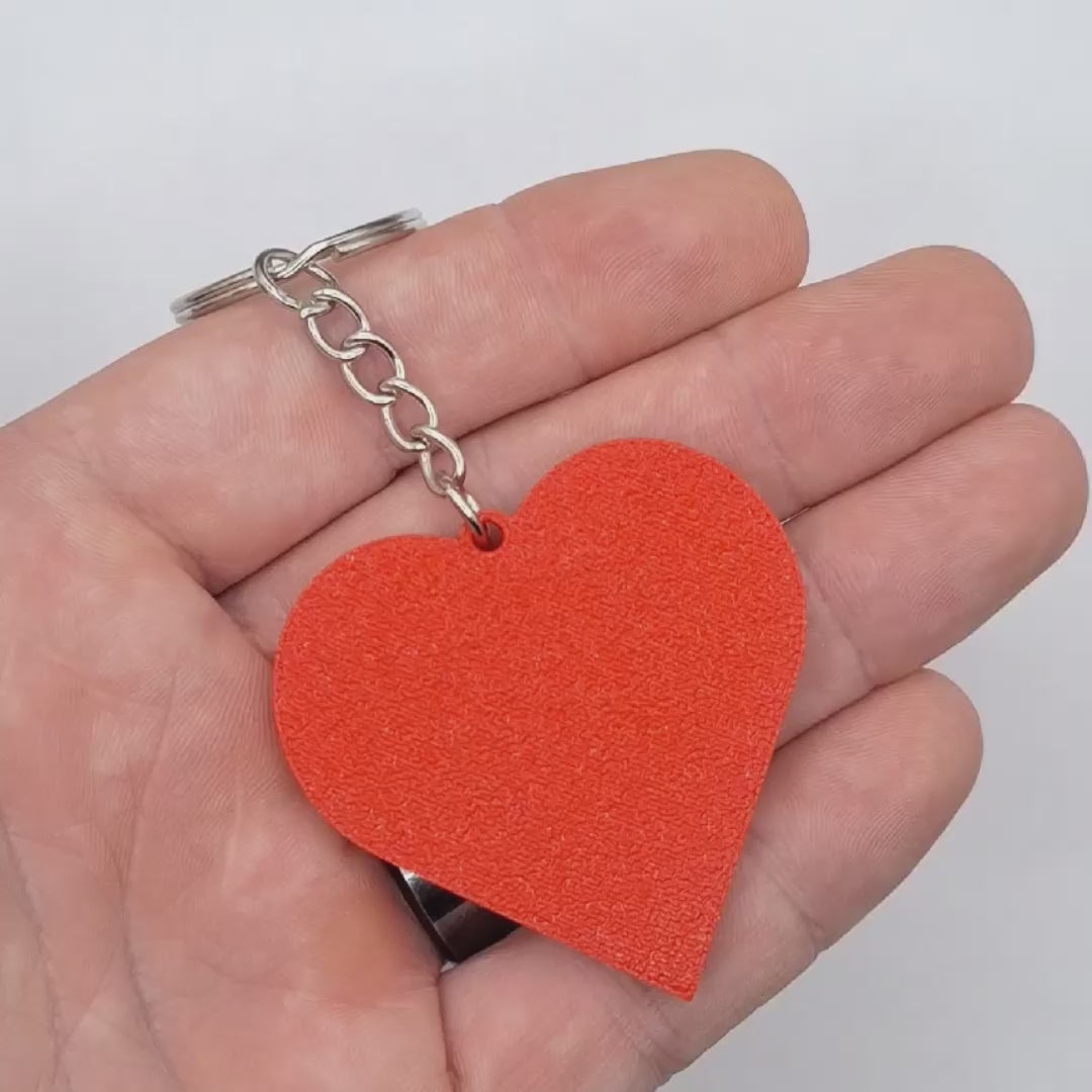 Handmade and customizable heart keychain video, perfect for classroom prizes, Valentine's Day gifts, party favors for kids birthdays, baby showers and unique backpack charms.